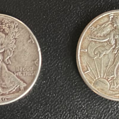 Lot of 2 Walking Liberty Half Dollars–1943 & 1946