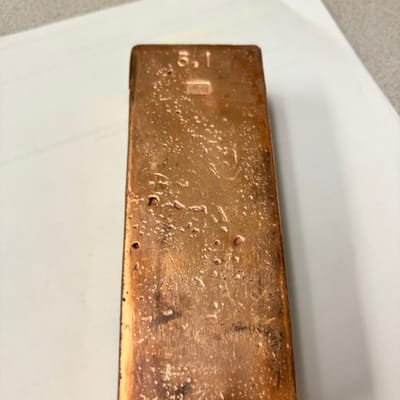 5 Pound Hand Poured Copper Bar - additional view