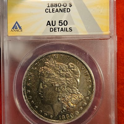 1880-O $ ANACS AU-50 DETAILS CLEANED