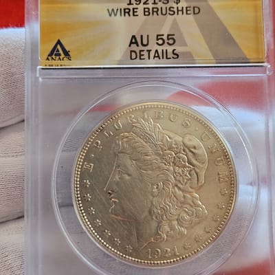 1921-S Morgan S$ ANACS AU-55 DETAILS VAM 1BL