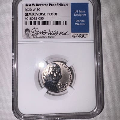 First W Reverse Proof Nickel 2020 W 5C GEM REVERSE