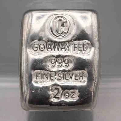  Go Away Fed Cast Poured 2oz Silver Bar 