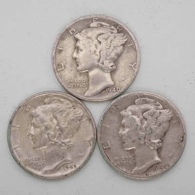 SPOT Random Year Lot Of 3 Mercury Silver Dimes 