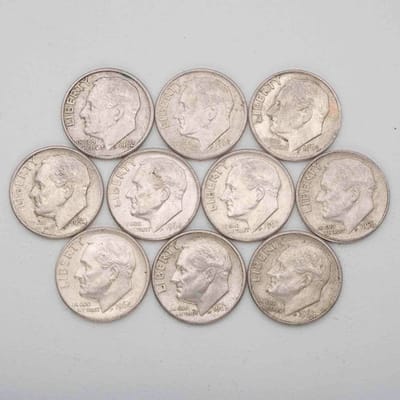 SPOT Random Year Lot Of 10 Roosevelt Silver Dimes 