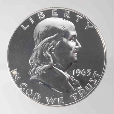 1963 Franklin Half Dollar 90% Silver Coin BU