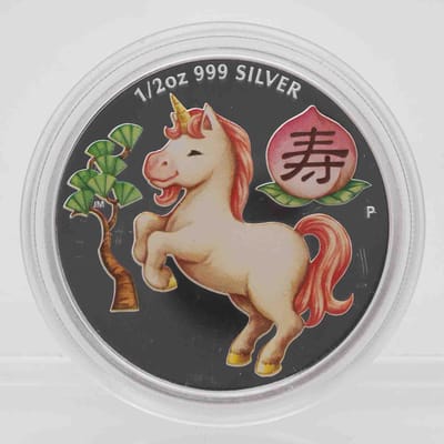 2014 Tuvalu "Shou" Longevity Colorized Horse 1/2oz