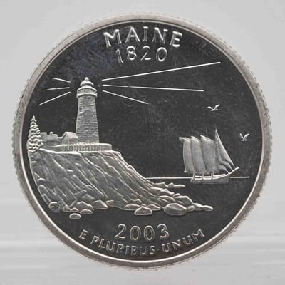 SPOT 2003 American Proof Silver Quarter Maine