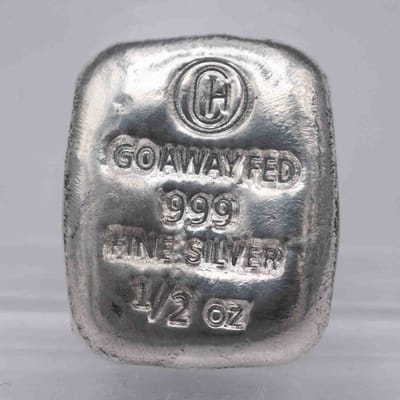 Go Away Fed Cast Poured 1/2oz Silver Bar