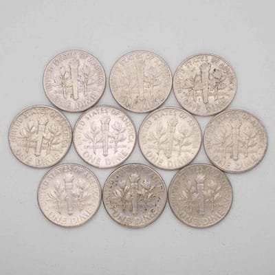 SPOT Random Year Lot Of 10 Roosevelt Silver Dimes  - additional view