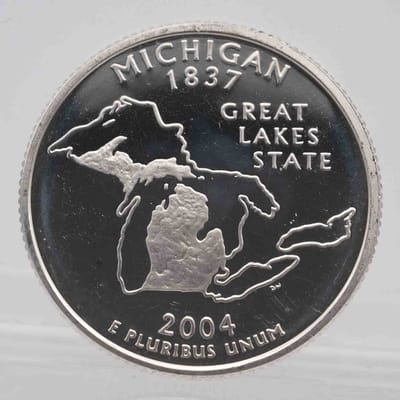 SPOT 2004 American Proof Silver Quarter Michigan