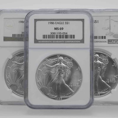 1986 American Silver Eagle 1oz Silver Coin NGC MS6