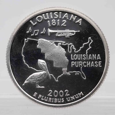 SPOT 2002 American Proof Silver Quarter Louisiana