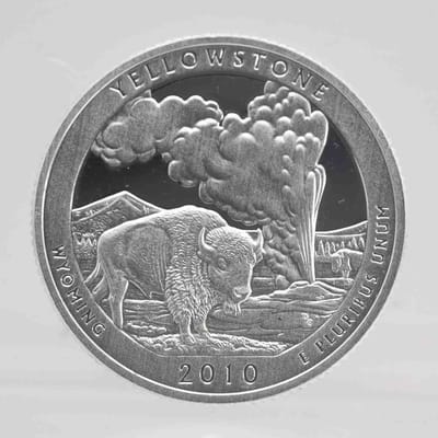 2010 Yellowstone Proof Silver Quarter 90%