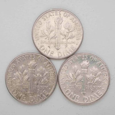 SPOT Random Year Lot Of 3 Roosevelt Silver Dimes  - additional view