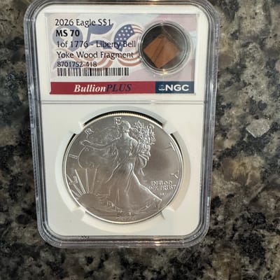 2026 American S Eagle 1 oz .999 NGC MS70 Yoke Wood