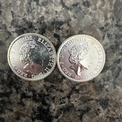 Lot of 2 1oz .999 fine silver 2020 Britannias - additional view