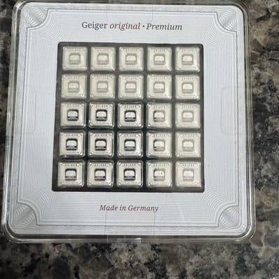 25G sheet (25X 1g)  .999 fine silver Geiger bars