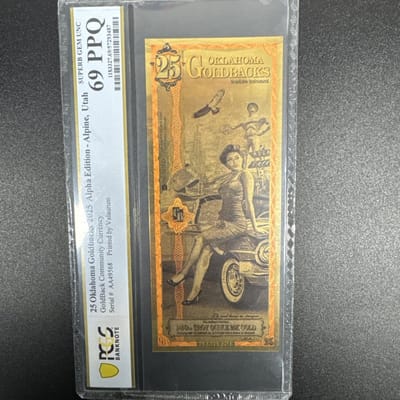 2025 Oklahoma 25 Goldback Alpha Edition PCGS 69 PPQ First Year 1/40 oz Gold