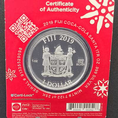 2019 1oz .999 Silver Coca-Cola® Holiday Santa Coin - additional view