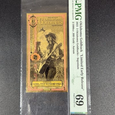 2025 Oklahoma 3 Limited Early Release Goldback PMG 69