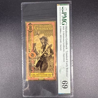 2025 Oklahoma 3 Limited Early Release Goldback PMG 69