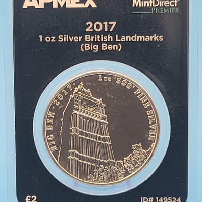 2017 Big Ben 1 oz  .999 Silver British Landmarks 2 Pounds in Mint Direct APMEX