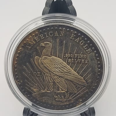1981 World Wide Mint American Eagle 1oz 999 FINE Silver art bar round - additional view