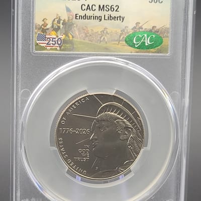 1776-2026 250th CAC MS62 Enduring Liberty 1/2dollr