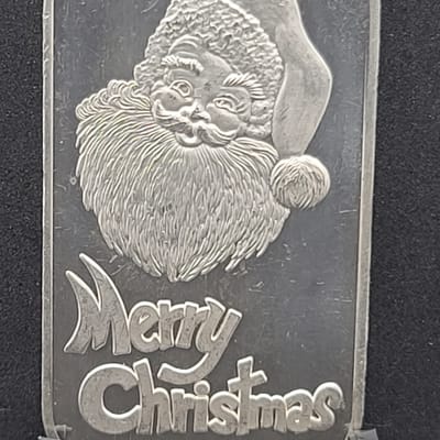 1987 Silver Towne Merry Christmas Santa Face Bar