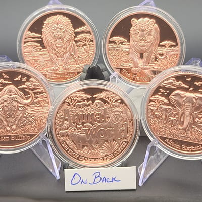 1 OZ COPPER  "ANIMAL WORLD COLLECTION" 4 PIECE SET, GET THEM ALL