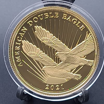 2021 Cook Islands American Double Eagle .999 Pure Silver Proof Coin GOLD Gilded