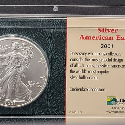 2001 American Silver Eagle 1 oz .999 Fine Silver 