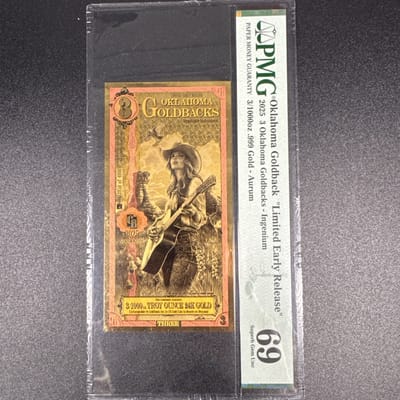2025 Oklahoma 3 Limited Early Release Goldback PMG 69