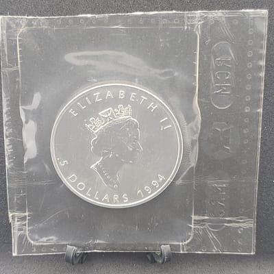 1994 1 oz Canadian Silver Maple Leaf Coin (BU) - additional view