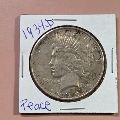 1934 D Peace Silver Dollar Rare and Key date