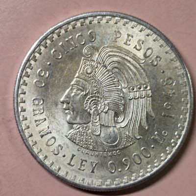1948 Mexican Cinco Peso 0.868 oz of Silver