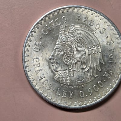 1948 Cinco Peso Cuauhtémoc 0.868 oz of Silver