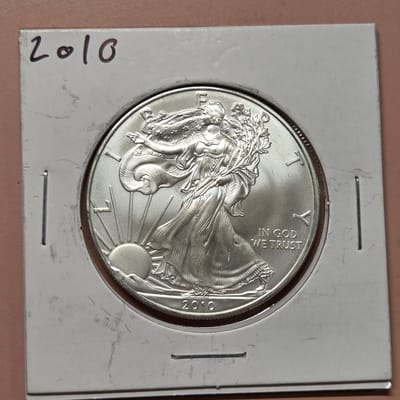 (2) ASE 1 oz Silver 999 BU for $136 2010 & 2019