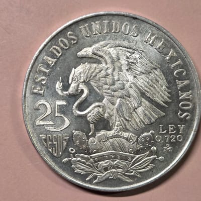 1968 25 Centavos Mexican  Coin 0.5208 oz - additional view