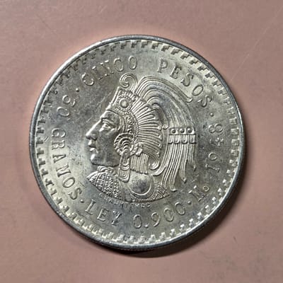 1948 Cinco Peso Cuauhtémoc 0.868 oz of Silver