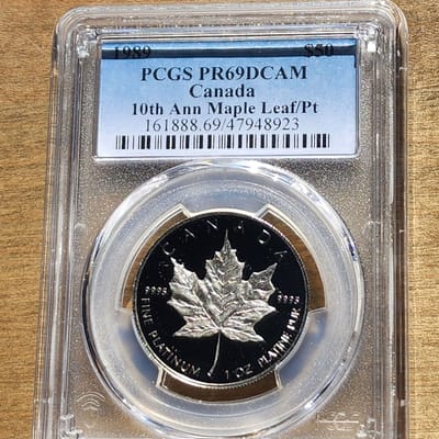 1989 Platinum Maple Leaf 1oz PCGS 69DCAM
