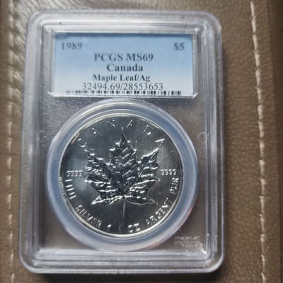 1989 silver maple leaf pcgs ms69