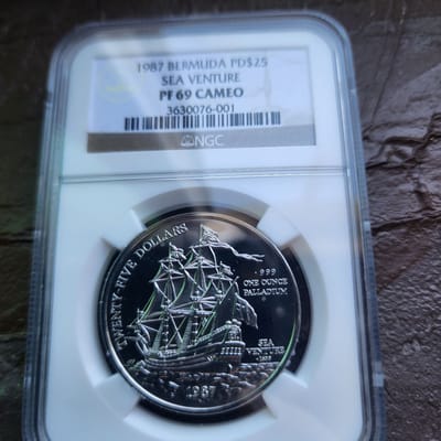 1987 1 oz Palladium Bermuda Sea Venture NGC PF69