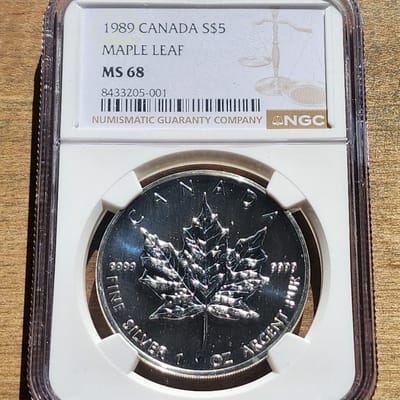1989 Silver Maple Leaf NGC MS68