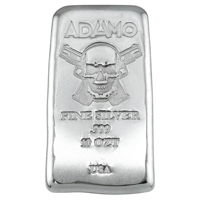 Adamo Skull Crossed 10 oz .999 Fine Silver Adamo