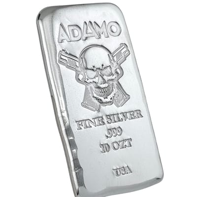 Adamo Skull Crossed 10 oz .999 Fine Silver Adamo - additional view