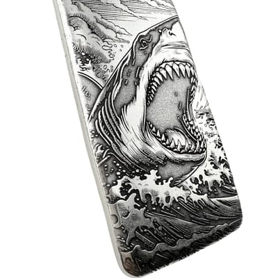 10 ozt 999 Fine Silver Art Bar- Shark - ADAMO  - additional view