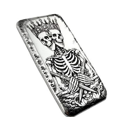 10 ozt 999 Fine Silver Art Bar - Crowned in Death 