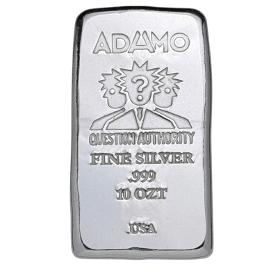 Adamo Question Bar 10 oz .999 Fine Silver Adamo