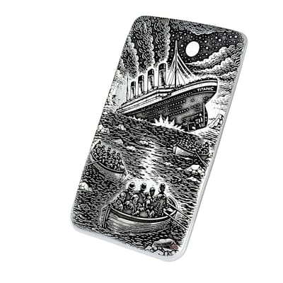 10 ozt 999 Fine Silver Art Bar - TITANIC -